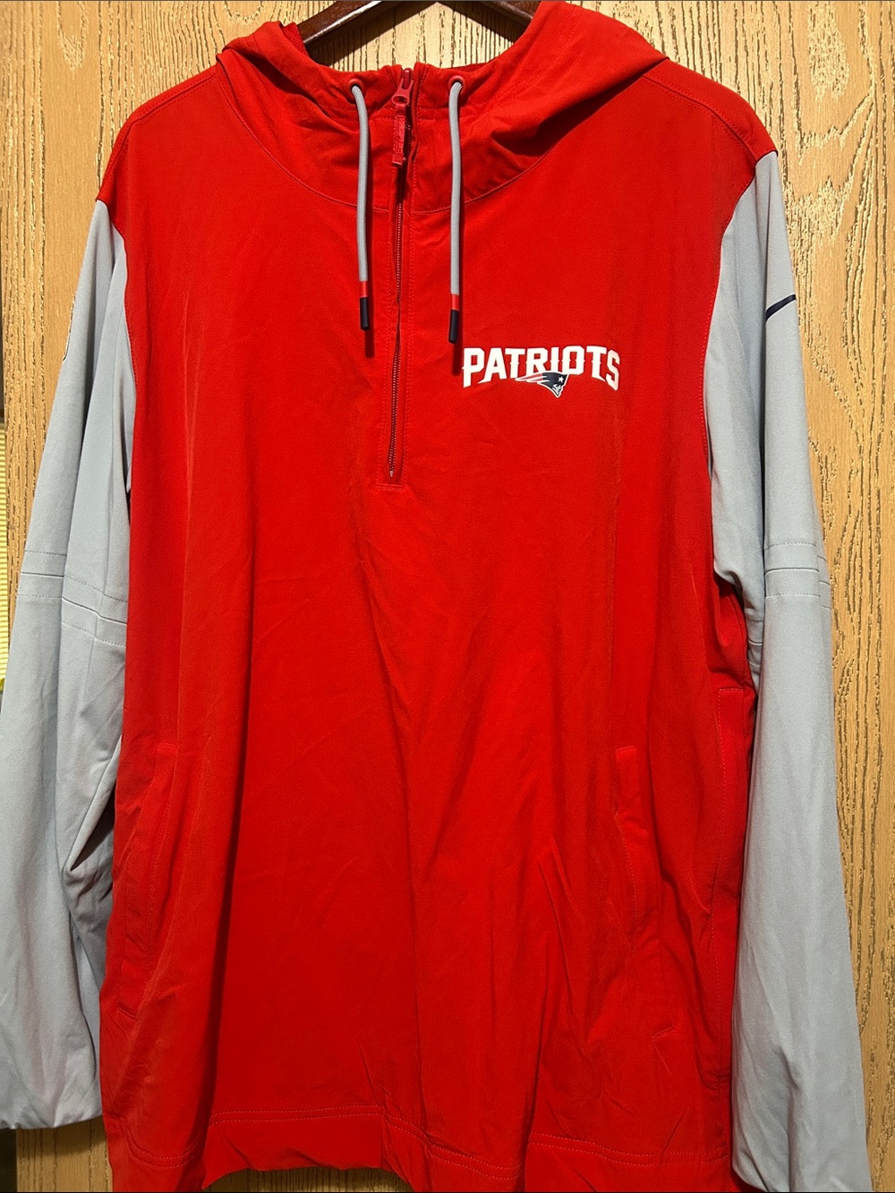 Nike Patriots Red & Gray Performance Half-Zip Hoodie Jacket